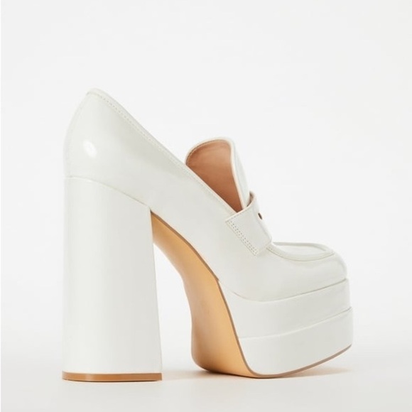 Shoe Dazzle Women’s Margaux White Platform Loafer Chunky Heel Shoes Size 8 New - Picture 4 of 14